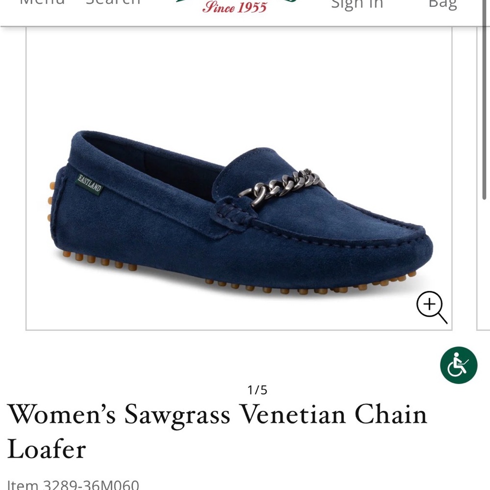 Eastland Women's Blue Loafer with Chain Accent